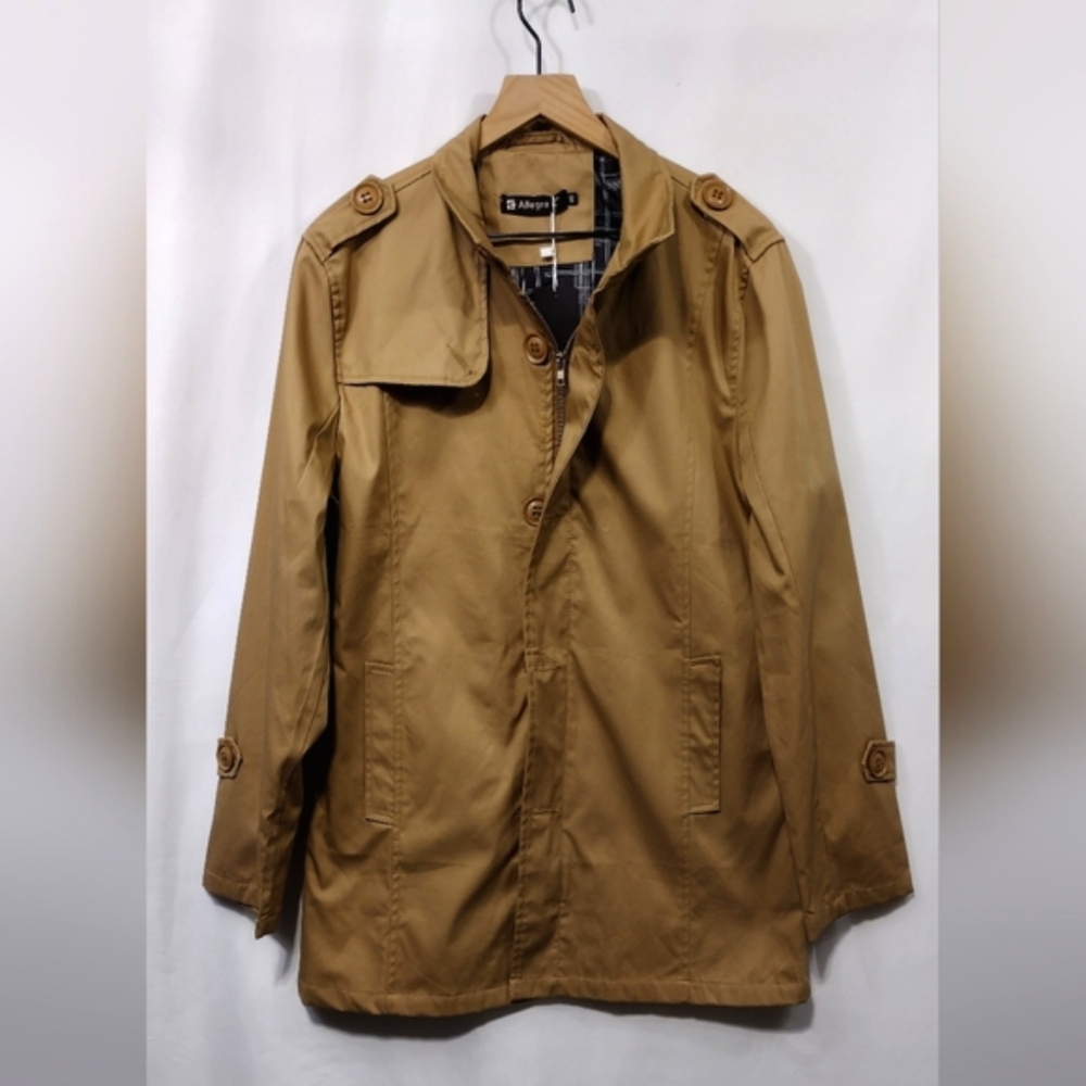 NWT Allegra K Trench Coat Mens 40 Tan Retro Boho 90s Y2K Casual Comfy